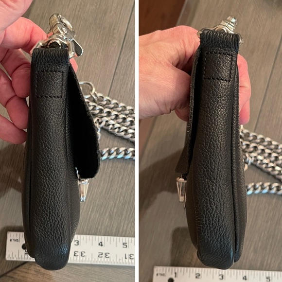 Harley Davison Black Leather Crossbody Bag with Silvertone Chain - Picture 12 of 17